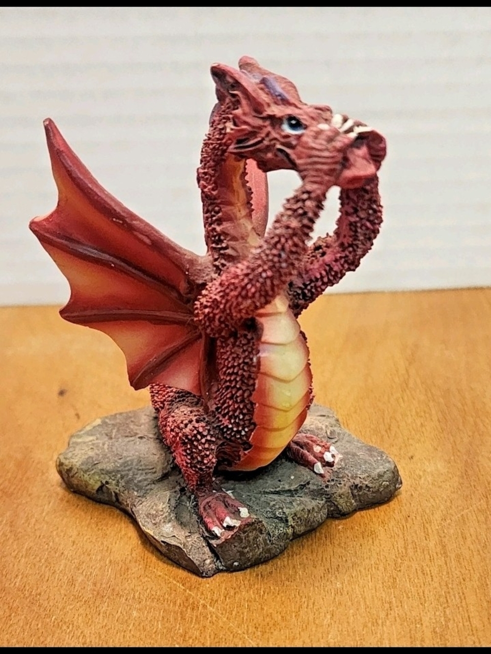 Red Dragon Figurine Hear No Evil Mythical Fantasy Statue Decor 3.5"